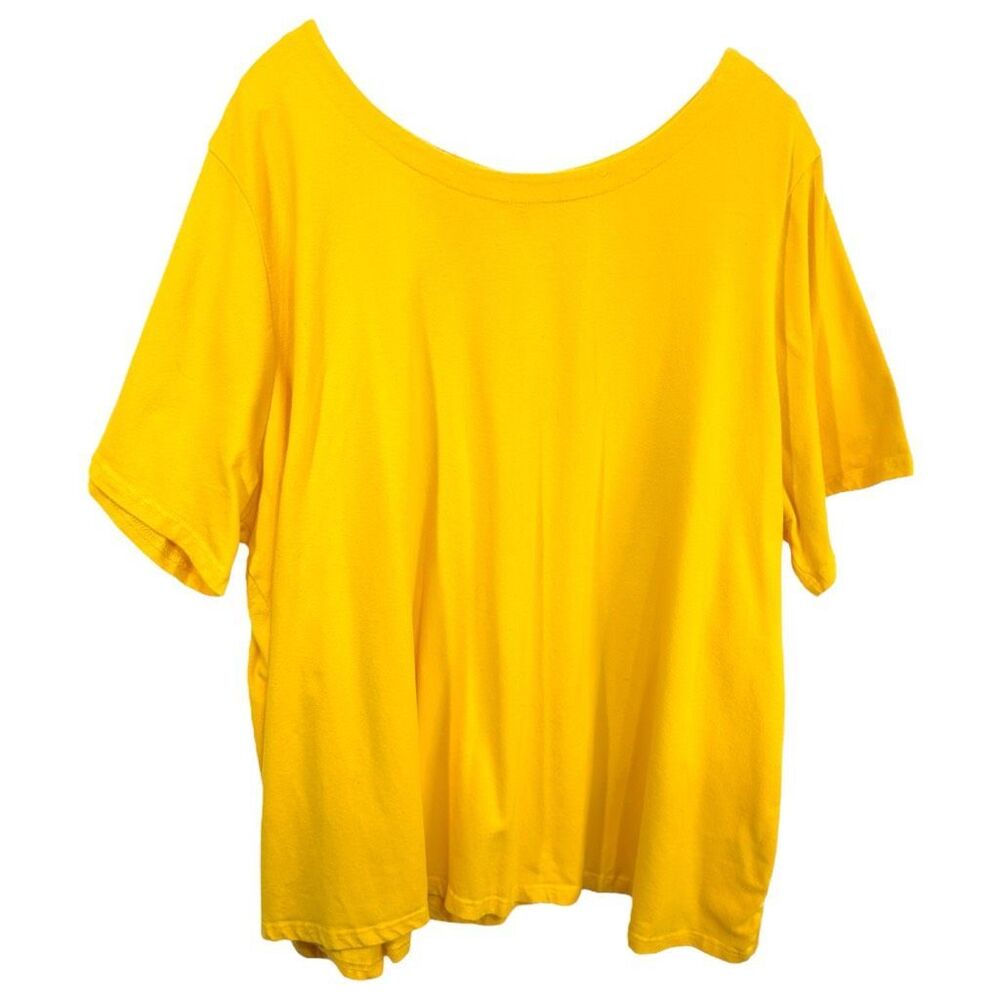 Jessica London 30W 32W Top 3X Yellow Short Sleeve Tee Swing Trapeze A Line 965